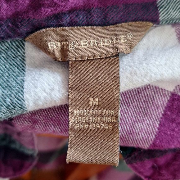 Bit & Bridle Long Sleeve Checkered  Shirt, Top Size Medium - Picture 8 of 8